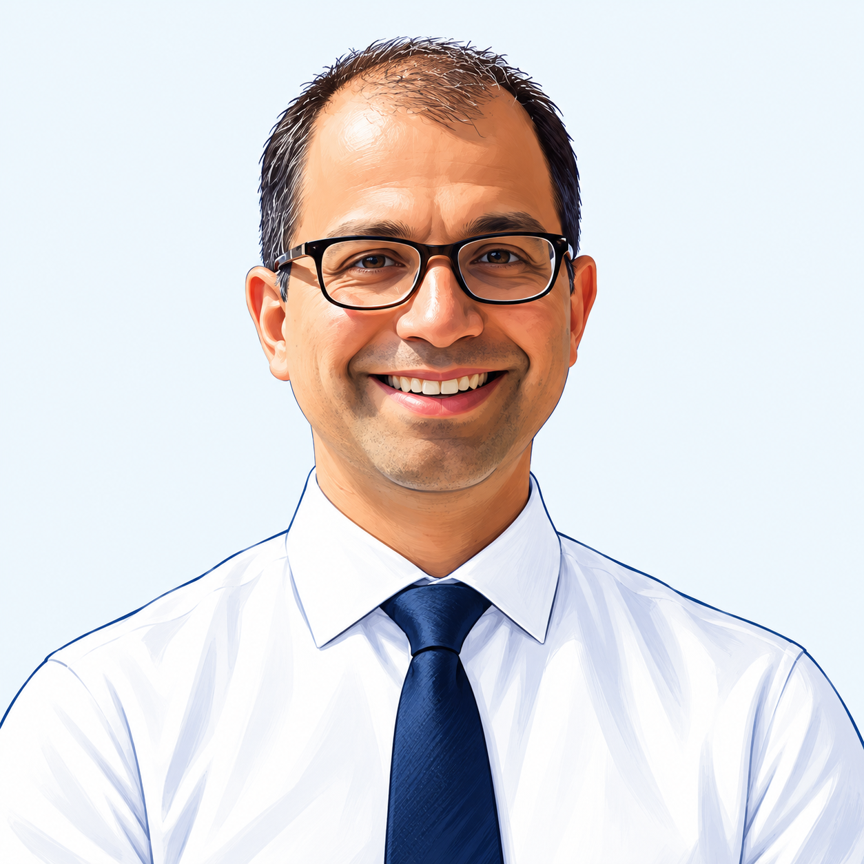 Illustrated portrait of Dr. Sunish George Alumkal