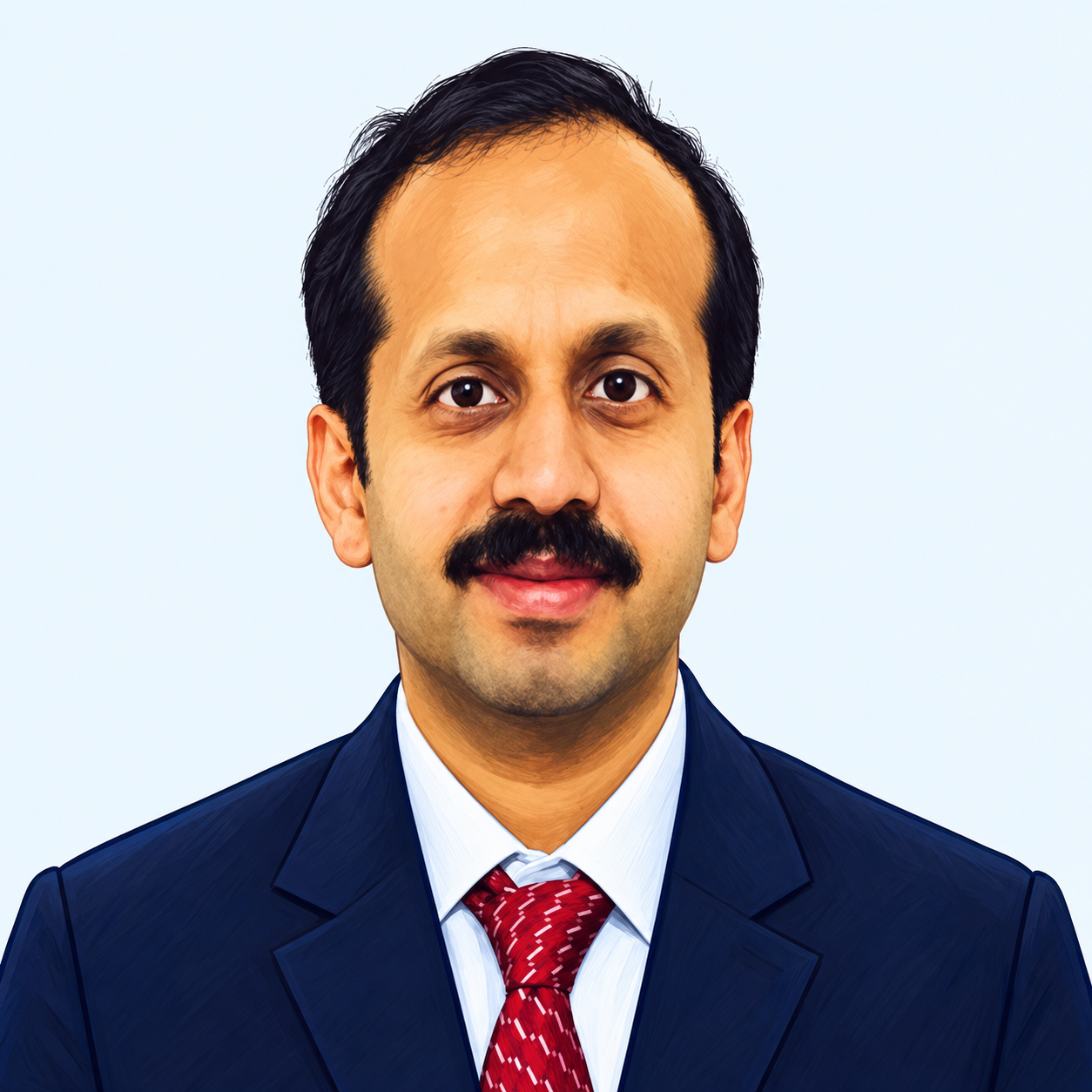 Illustrated portrait of Vijoo Thomas Cherian
